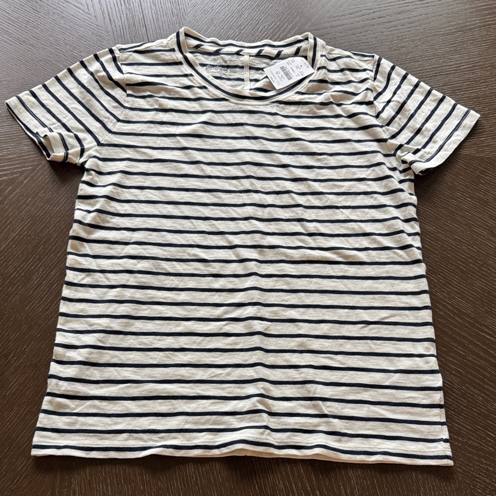 J. Crew Navy and Cream Striped Tee